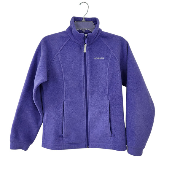Columbia Fleece Zip Up Jacket Girls Size 14-16 Purple Winter Coat - Picture 1 of 5